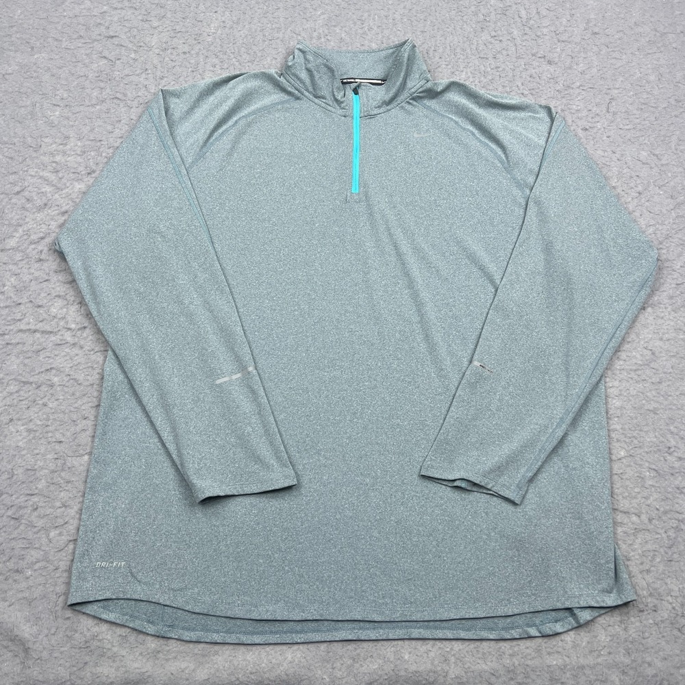 Nike Element 1/2 Zip Running Pullover Mens XXL Blue Heather Stretch Shirt 519199